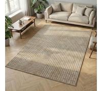 Carpetsale24 Tappeto 120x170 cm Beige, Pelo Corto con Effetto 3D Alto-Basso, Design Boho Scandinavo, per Soggiorno, Camera, Cucina o Esterni