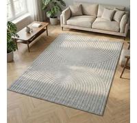 Carpetsale24 Tappeto 200x290 cm Grigio, Pelo Corto con Effetto 3D Alto-Basso, Design Boho Scandinavo, per Soggiorno, Camera, Cucina o Esterni