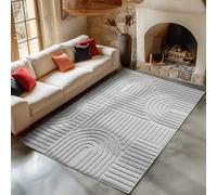 Carpetsale24 tappeto 240x340 cm argento a pelo alto per soggiorno, morbido e soffice, stile boho scandinavo, shaggy a pelo lungo, facile da pulire con retro in juta