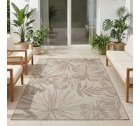 Carpetsale24 Tappeto da Esterno Beige 200x290 cm, Resistente agli Agenti Atmosferici & UV, Ideale per Cucina, Balcone, Terrazza, Soggiorno e Sala da Pranzo, Design di foglie di palma