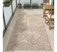 Carpetsale24 Tappeto da Esterno Beige 80x150 cm, Resistente agli Agenti Atmosferici & UV, Ideale per Cucina, Balcone, Terrazza, Soggiorno e Sala da Pranzo, Design di foglie di palma