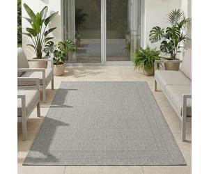 Carpetsale24 Tappeto da Esterno Grigio 200x290 cm, Resistente agli Agenti Atmosferici & UV, Ideale per Cucina, Balcone, Terrazza, Soggiorno e Sala da Pranzo, Design a tinta unita con bordo