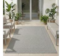 Carpetsale24 Tappeto da Esterno Grigio 240x340 cm, Resistente agli Agenti Atmosferici & UV, Ideale per Cucina, Balcone, Terrazza, Soggiorno e Sala da Pranzo, Design a tinta unita con bordo