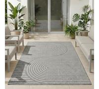 Carpetsale24 Tappeto da Esterno Grigio 240x340 cm, Resistente agli Agenti Atmosferici & UV, Ideale per Cucina, Balcone, Terrazza, Soggiorno e Sala da Pranzo, Design Boho Scandinavo