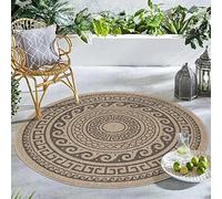 Carpetsale24 Tappeto da Esterno Impermeabile 120 cm Rotondo Nero - Tappeto Resistente alle Intemperie e Lavabile in Lavatrice - Tappeto per Terrazza, Balcone, Campeggio, Giardino