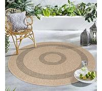 Carpetsale24 Tappeto da Esterno Impermeabile 120 cm Rotondo Nero - Tappeto Resistente alle Intemperie e Lavabile in Lavatrice - Tappeto per Terrazza, Balcone, Campeggio, Giardino
