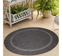 Carpetsale24 Tappeto da Esterno Impermeabile 120 cm Rotondo Nero - Tappeto Resistente alle Intemperie e Lavabile in Lavatrice - Tappeto per Terrazza, Balcone, Campeggio, Giardino