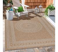 Carpetsale24 Tappeto da Esterno Impermeabile 120x170 cm Beige - Tappeto Resistente alle Intemperie e Lavabile in Lavatrice - Tappeto per Terrazza, Balcone, Campeggio, Giardino