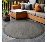 Carpetsale24 Tappeto da Esterno Impermeabile 160 cm Rotondo Nero - Tappeto Resistente alle Intemperie e Lavabile in Lavatrice - Tappeto per Terrazza, Balcone, Campeggio, Giardino