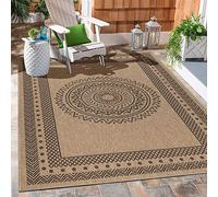 Carpetsale24 Tappeto da Esterno Impermeabile 160x230 cm Nero - Tappeto Resistente alle Intemperie e Lavabile in Lavatrice - Tappeto per Terrazza, Balcone, Campeggio, Giardino