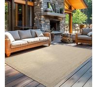 Carpetsale24 Tappeto da Esterno Impermeabile 240 x 340 cm Beige - Tappeto Resistente alle Intemperie e Lavabile in Lavatrice - Tappeto per Terrazza, Balcone, Campeggio, Giardino