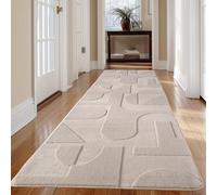 Carpetsale24, Tappeto Decorativo Boho Scandinavo Crema Monocromatico 80x150 cm, Morbido e Facile da Pulire, Lavabile, Effetto 3D, Tappeto per Soggiorno e Camera da Letto