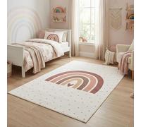 Carpetsale24 Tappeto per Bambini Arcobaleno Tappeto Gioco per Cameretta in Crema con Motivo Cuore misura 160x230 cm perfetto per camerette grandi