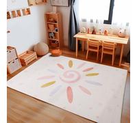 Carpetsale24 Tappeto per bambini con motivo sole e stelle, tappeto unisex per la cameretta, tappeto crema 100 x 150 cm