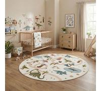 Carpetsale24 Tappeto per Bambini Dinosauri Tappeto Gioco Rotondo 200 cm per Cameretta in Crema con Motivo Dino ideale per grandi aree di gioco