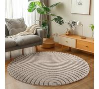 Carpetsale24 Tappeto Rotondo 160 cm Beige Pelo Alto Design Scandi Boho Effetto Alto-Basso Morbido Shaggy Pelo Lungo Soffice Robusto Facile da Pulire Moderno per Camera da Letto