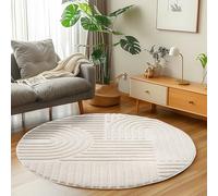 Carpetsale24 tappeto rotondo 200 cm crema a pelo alto, morbido e soffice, stile boho scandinavo, shaggy a pelo lungo, facile da pulire con retro in juta