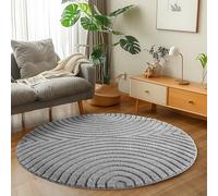 Carpetsale24 Tappeto Rotondo 80 cm Grigio Pelo Alto Design Scandi Boho Effetto Alto-Basso Morbido Shaggy Pelo Lungo Soffice Robusto Facile da Pulire Moderno per Tavolino