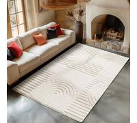 Carpetsale24 Tappeto Soggiorno Stile Scandinavo Boho Con Effetto Alto-Basso, Decorativo e Facile da Curare, Crema 140 x 200 cm