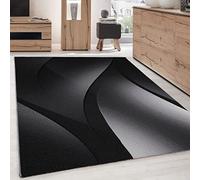 Carpettex Tappeto 140x200 cm Nero Onde Astratte Pelo Corto Morbido