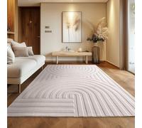 Carpettex, Tappeto Boho Scandinavo Monocromatico Crema 160x230 cm, Tappeto Decorativo, Morbido e Facile da Pulire, Effetto 3D, Tappeto per Soggiorno e Camera da Letto, Tappeto Lavabile Grande