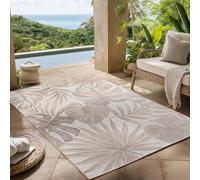 Carpettex Tappeto da Esterno Beige 160x230 cm, Ideale per Cucina, Balcone, Terrazza, Soggiorno e Sala da Pranzo, Design di foglie di palma,