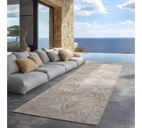 Carpettex Tappeto da Esterno Beige 80x250 cm, Ideale per Cucina, Balcone, Terrazza, Soggiorno e Sala da Pranzo, Design di foglie di palma,