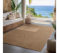 Carpettex Tappeto da Esterno ed Interno Impermeabile 240 x 340 cm Beige - Tappeto Resistente alle Intemperie e con effeto juta natureale - per Balcone, Terrazza, Campeggio, Giardino, Cucina