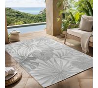 Carpettex Tappeto da Esterno Grigio 120x170 cm, Ideale per Cucina, Balcone, Terrazza, Soggiorno e Sala da Pranzo, Design di foglie di palma,