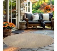 Carpettex Tappeto da Esterno Impermeabile 160 cm Rotondo Beige - Tappeto Resistente alle Intemperie e Lavabile in Lavatrice - Tappeto per Giardino, Terrazza, Balcone, Campeggio