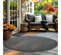 Carpettex Tappeto da Esterno Impermeabile 160 cm Rotondo Nero - Tappeto Resistente alle Intemperie e Lavabile in Lavatrice - Tappeto per Giardino, Terrazza, Balcone, Campeggio