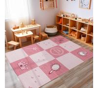 Carpettex Tappeto per bambini ragazza design principessa, tappeto antiscivolo lavabile per la stanza dei giochi dei bambini, Colore: Rosa, Taglia: 80 x 120 cm