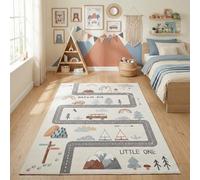 Carpettex Tappeto per Bambini Strade Tappeto Gioco per Cameretta in Crema con Motivo Veicoli e Natura misura 120x170 cm ideale come tappeto gioco motivo ricco