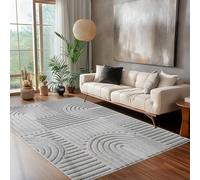 Carpettex Tappeto per soggiorno, camera da letto, tappeto per cucina, colore argento, a pelo alto, stile boho, tappeto corridoio, design scandinavo 3D, morbido e soffice, dimensione: 160 x 230 cm