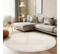 Carpettex Tappeto Rotondo 200 cm Crema Pelo Alto Shaggy Boho