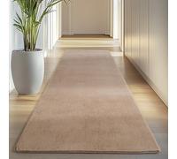 Carpettex Tappeto Runner Beige 80x250 cm Tappeto Lavabile a Pelo Corto, Antiscivolo e Morbido, Design Monocromatico Moderno per Camera da Letto, Cucina e Corridoio