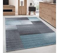 Carpettex Tappeto soggiorno camera da letto sala da pranzo a pelo corto con un design moderno e un aspetto melange, Colore: Blu, Taglia: 140 x 200 cm