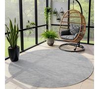 Carpettex Teppich Tappeto per esterno monocolore resistente alle intemperie, ideale per terrazze, balconi, giardini e cucine, Colore: Color Argento, Taglia: 160 cm Rotondo