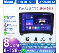 Hizpo Carplay + Auto 8G 128G Android 13 Radio GPS Per Audi TT MK2 8J 2006-2014 Auto Lettore Multimediale WIFI Autoradio 4G LTE 2 Din S6-6G 64G-8cores-4G