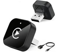 CarPlay, adattatore wireless per Apple iPhone e Android, di piccole dimensioni, Plug and Play, connessione rapida e stabile, adattatore wireless per CarPlay e Android, senza latenza al display (nero)