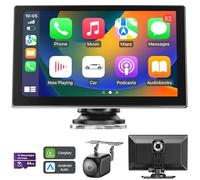 Carplay Auto, 9'' Schermo per Auto, Supporto CarPlay e Android Auto, Dash Cam 4K Integrata e Telecamera Posteriore 1080P, Navigazione GPS/Bluetooth 5.0/Controllo Vocale/Mirror Link/FM, SD 64GB Inclusa