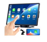 Carplay - Autoradio portatile wireless con telecamera di backup, schermo tattile da 9 pollici, supporta Bluetooth, controllo vocale per più modelli di auto