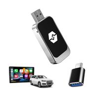 CarPlay Wireless Adattatore - Android Auto Wireless Adapter Plug & Play Bluetooth Wireless CarPlay Dongle, Wireless 2 in 1 Converte OEM Cavo in Wireless Android Auto Um, Porta USB/USB-C (Nero)