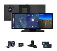 Carplay Wireless Android Auto Display,10.26" Schermo per Auto,Registratore 4K per Anteriore +Telecamera di Retromarcia 1080P, Display Multifunzione con Mirror Link/Bluetooth/FM/AUX/ 64G TF