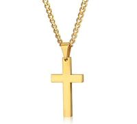 CarPlusStudio Collana con croce per uomo e donna, con ciondolo a forma di croce, in acciaio inossidabile 316L, argento/oro/nero, collana a catena con croce regalo per Pasqua, compleanno, Natale, 21.6