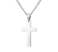 CarPlusStudio Collana con croce per uomo e donna, con ciondolo a forma di croce, in acciaio inossidabile 316L, argento/oro/nero, collana a catena con croce regalo per Pasqua, compleanno, Natale