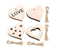 CarpNettore 40 Pezzi di Fette di Legno a Forma di Cuore, Ornamenti in Legno Vuoti per Albero di Natale, Festa di Compleanno