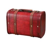 CarpNettore ligetta in Legno Stile Vintage Leggera Borsa da Mano in Pelle Invecchiata Resistente All'ura Scrigno Multiuso Del Tesoro per Conserzione Oggetti, Rosso