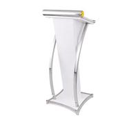 CarpNettore Pulpito in Ferro Verniciato Ripiano Inclinato Robusto Pulpito Autoportante con Base Larga Facile da Pulire per Addetti Reception, Sale Conferenze, Bianco