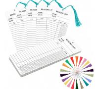 CarpNettore Segnalibro Funzionale in Carta con Nappe per Segnare La E Annotare Dettagli dei Libri con Riquadri E Titolo Adatto per Diario di Lettura, Bianco